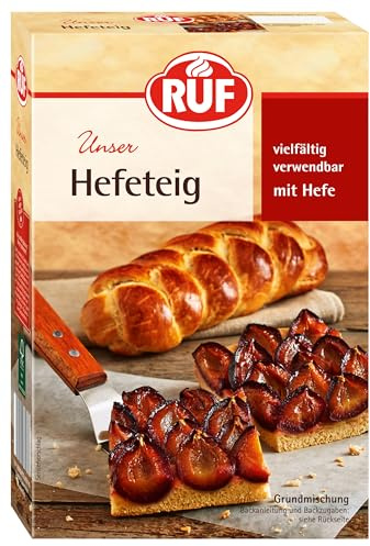RUF Hefeteig mit Trockenbackhefe, schnelle Backmischung, Erfolgsrezept für Hefezöpfe, Hefeteig, Pflaumenkuchen, Pizzateig, Brot & Brötchen