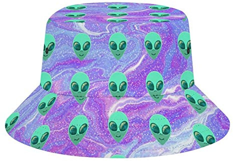 Angler Hut UFO Alien 2 Fischerhüte Doppelseitig Bucket Hat Faltbar Buckethut Für Reisen, Camping, Wandern
