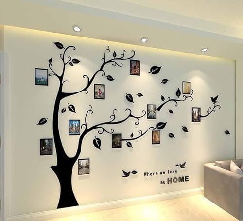 Purekay Wandtattoo Baum 3D DIY Foto Wandsticker Pflanzen Wandaufkleber Groß Kleben Aufkleber Wandbilder für Schlafzimmer Wohnzimmer Kinderzimmer Sofa Hintergrund Wanddeko (Links Schwarz, L)