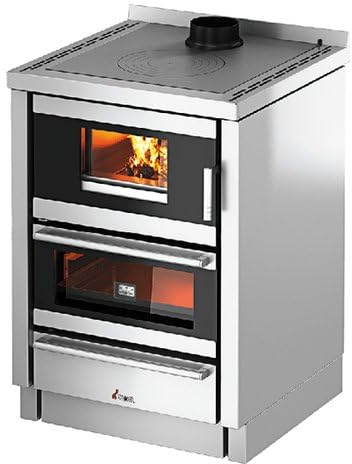 Cadel KOOK 60V - Cucina a legna, 6.2 kW, con forno, Inox, 60x60 cm