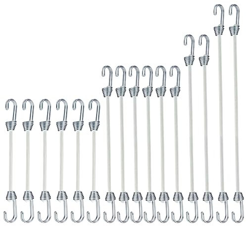 YELIER Mini-Spanngurte mit Haken Vielseitiges Outdoor-Bungee-Schnur-Set Beinhaltet 5,1 cm, 10,2 cm, 15,2 cm und 20,3 cm, insgesamt 16 Bungee-Seile (16, Weiß, vier Größen)