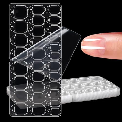 Trinkrittey 600 Pcs Nail Adhesive Tabs, 15 Sizes Waterproof Clear Jelly Glue Stickers for Nails
