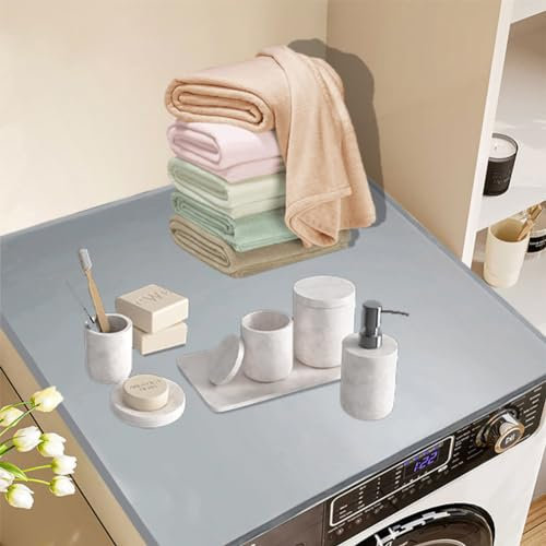 Aptliton Mini Fridge Mat, 60 x 60 CMSilicone Floor Protector Mat, Washing Machine Drip Tray With Raised Edge, Washable Under Fridge Carpet Drip Pan for Dryer Wine Cabinet Coffee Machine