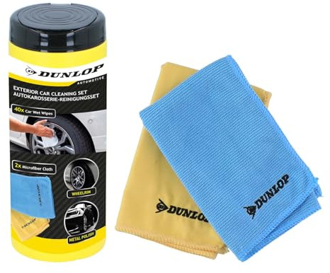 BM TOOLS Lingettes Nettoyantes Voiture Dunlop 35x35cm, Microfibre 250gsm, Intérieur & Extérieur, Nettoyage sans Traces