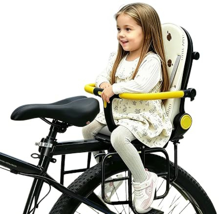 auvstar Fahrradsitz Kinder Hinten,Kinderfahrradsitz, Rücksitze mit Fußstützen und Sicherheitsbügeln,Mountainbike Fahrradkindersitz,Kinder Fahrrad Hinten Sitz Kissen