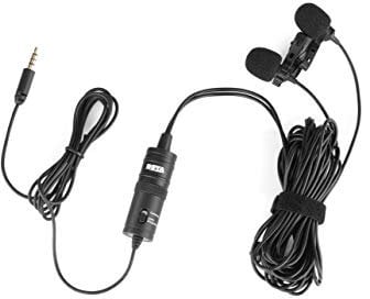 Boya BY-M1DM Doppelter Lavalier für DSLR-Kamera, Schwarz