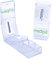 MEDIPILL - Cortador de pastillas | Corte preciso de medicamentos pequeños y grandes | 2 compartimentos de almacenamiento | Plástico libre de BPA | Una pieza | Borrar | MED-CP-T