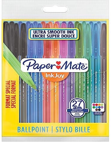 Paper Mate InkJoy 100ST Ballpoint Pens | Medium Point (1.0mm) | Assorted Fun Colours | 27 Count