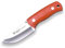 Joker Cuchillo desollador Erizo TS1 CN81, Hoja de 7,5 cm, Mango Canvas Micarta Naranja, Funda de Cuero Negro, Herramienta de Pesca, Caza, Camping y Senderismo
