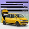 Auto-Dress Seiten-Streifen Aufkleber Set/Dekor passend für Volks-Wagen T4, T5 & T6 Bus - Motiv: Wunschtext Racing (111M Black Matt, Radstand: kurz)
