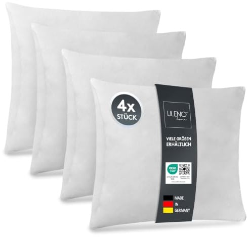 LILENO HOME Kissenfüllung 45x55 (4er Set) | Pralle Füllung für Couchkissen | & Dekokissen | Wolkenweiches Sofa Pillow & Schlafkissen Made in Germany | Kissen Set mit Oeko-Tex Klasse 1