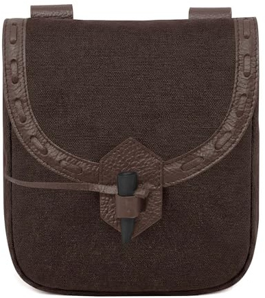 Mythrojan Wikinger Leder Gürteltasche Bauchtasche Zubehör für Mittelalter Kostüm Renaissance LARP Gürteltasche Cosplay Geldbörse Vintage Antik, braun, 8 x 7
