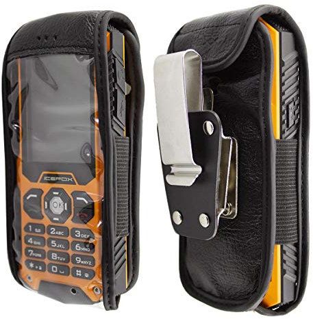 caseroxx Leder-Tasche für Icefox Phone in schwarz, Tasche mit abnehm- und drehbarem Gürtelclip