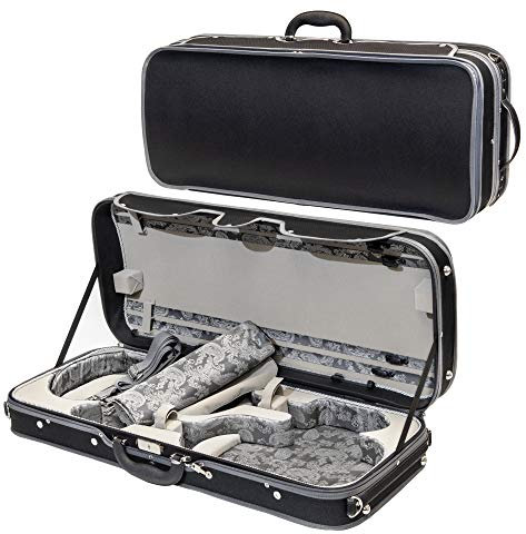 MI&VI Professioneller Hartschalenkoffer für Violine und Bratsche, 4/4 (volle Größe), luxuriöses Innenleben aus Seide, für eine Violine in voller Größe und eine 39.4,41.9 cm Viola – von MIVI Music