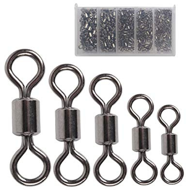 Facikono Fishing Barrel Swivels Set, 210pcs Rolling Bearing Snap Connector for Saltwater Freshwater Fishing