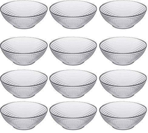 Queensway Home & Dining Stackable Dessert Serving Textured Kitchen Clear Glass Bowl Set 6/12 (12)