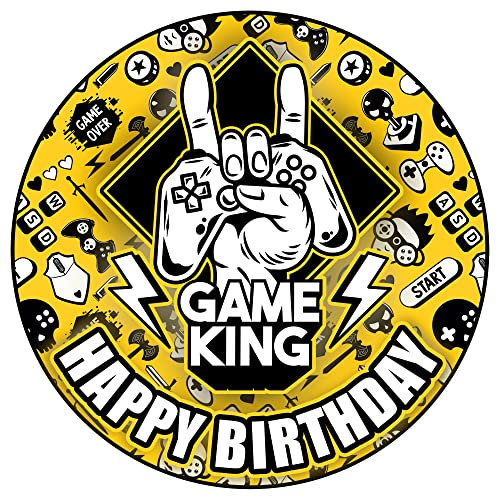 J&M DECO Tortenaufleger Gamer – essbare Kuchendeko Ø 20 cm – Tortenbild mit Gaming-Motiv für Jungengeburtstag – Zuckerpapier Tortendekoration – gebrauchsfertig