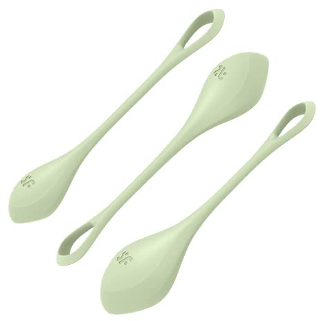 Satisfyer Yoni Power 2 Liebeskugeln | 3er Set Beckenboden-Trainer aus Silikon | Kegelballs für Damen | 22-73g und 2-3 cm | Anfänger & Fortgeschrittene | Medizinisches Silikon | Sex-Spielzeug in Grün