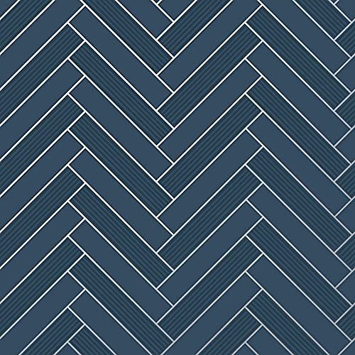 Holden Decor Tiling on a Roll Cerros Tile Navy Silver Wallpaper 89373 - Bathroom