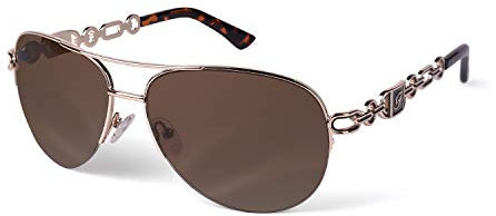 FONHCOO Verspiegelte Sonnenbrille Damen UV400 Brille Vintage Pilotenbrille Retro Sunglasses Women mit auffälliger Verspiegelung (Braun)