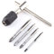 Agatige Giramaschi Regolabile a cricchetto con Impugnatura a T, Kit di Maschiatura Filettatura Manuale con Porta-Maschi a T, 5Pz/ Set 1 Chiave + 4 Maschi a Scanalature Diritte Adatto per M3/M4/M5/M6