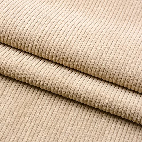 Mintao Beige Stretch Corduroy Fabric for Coat, Shirt, Dress, Pants, Costume, Sofa, Pillow Covers - Polyester, Solid, Pile, 155cm x 91.44cm
