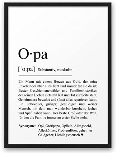 OPA DEFINITION | ABOUKI Kunstdruck | Opa Bild Opa Schild Definition Opa Geschenk Opa Poster Geschenkidee Vatertag Weihnachten Geburt Taufe Grossvater| DIN A4 ohne Rahmen