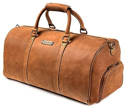 DRAKENSBERG Weekender 'Finn' - Leder Reisetasche mit Schuhfach, Damen, Herren, handgepäcktauglich, 40L - Cognac-Braun, DR00320