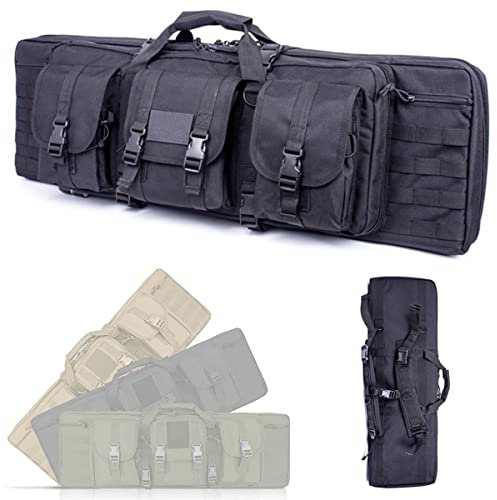 Custodie per Carabine, 95/105/118/140 cm Custodia Doppia per Fucile, Fucile di Canna da Pesca Borsa,Fodero Porta Fucili Imbottito, Resistente e Impermeabile, per Conservare Braccia,Black-37in/95cm