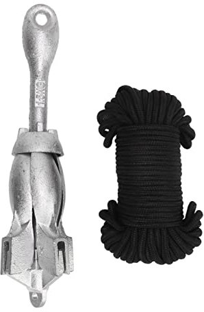 Ancla de Barco Universal, Rezón Plegable de Acero Al Carbono 1,5 Kg/3,31 Lb con Cuerda de 20 M para Marina