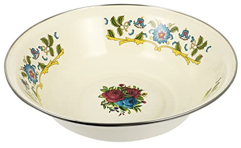 DOITOOL Cuenco Esmaltado Cuenco Vintage para Mezclar Cuenco Esmaltado para Hacer Masa Recipiente Esmaltado para Ensalada Sopa Cuenco para Servir Comida para La Cena Lavabo