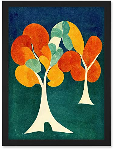 Doppelganger33 LTD Minimalistic Henri Matisse Style Autumn Fall Trees Abstract Artwork Framed Wall Art Print A4