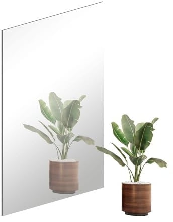 QEEYON Frameless Glass Wall Mirror Tiles, 40 cm x 30 cm HD Self Adhesive Mirrors Stick on Wall with Removable Stickers for Home Decoration, Living room, Hallway, Bedroom, Bathroom, Makeup