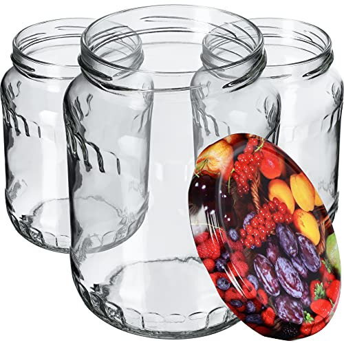 KADAX 64st Einmachgläser 720 ml, ideal zum Einkochen und Aufbewahren, Gläser mit Schraubverschluss, Einkochgläser mit Schraubdeckel, Twist Off to 82, Vorratsgläser zum Einlegen (Obst)