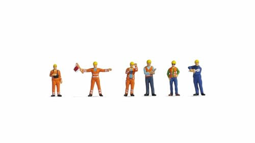 NOCH® Rangierer, handbemalte Figuren, 6-teiliges Set für H0 Modellbahn für realistische Bahnhofszenen