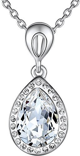 Lulu & Jane Damen Kette Metall-Legierung silber verziert mit Kristallen weiß Kette mit Kristallen