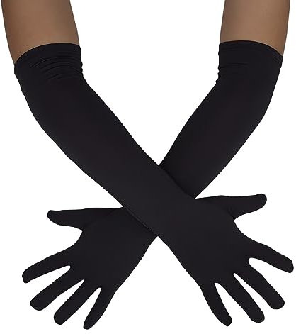 Sheface Herren und Damen 45,7 cm Spandex lange Handschuhe dehnbar Kostüm Handschuhe Bankett Party Hochzeit Handschuhe, Schwarz, Einheitsgröße
