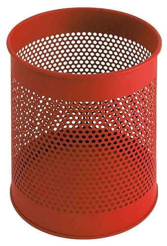 PROREGAL Runder perforierter Papierkorb aus Metall | 15 Liter, HxØ 32x26cm | Rot