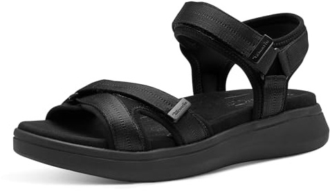 Tamaris Damen Sandalen Textil Vegan Sommer; BLACK/schwarz; 37