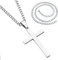 DALAETUS 2 Pcs Cross Necklace Set, Cross Pendant Necklace, Silver Chain Necklace, Cuban Chain for Men Women Lover Boyfriend Husband Birthday Christmas Thanksgiving Day Valentines Day