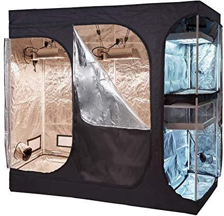 2-in-1 60inx48inx80in Growzelt Mehrkammer-Growzeltraum für Hydrokultur-Anbausystem im Innenbereich (108x48x80)
