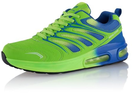 Fusskleidung® Damen Herren Sportschuhe Dämpfung Sneaker leichte Laufschuhe Blau Grün EU 42