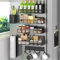 DTUQYX Magnetic Spice Rack for Refrigerator, 7 Pack Black, Moveable Organizer with Hook Rack, Paper Towel Holder, Kitchenware Holder, Strong Magnetic Storage