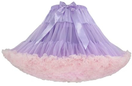 RWGSNB Damen-Tüll-Rüschenrock, Flieder, Rosa, Flauschiger Tutu-Rock, Patchwork, Gestufter Minirock, Schleife, Plissiert, A-Linie, Netzrock, Abschlussball, Karneval, Party, Kurzer Rock Für Damen Un