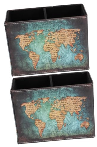 SHINEOFI 2stücke Vintage Pu Leder Schreibtisch Organizer Multifunktionale Stiftebox Für Bürobedarf Mit Elegantem Design Und Praktischem Stauraum Für Stifte Notizen Und Zubehör Für