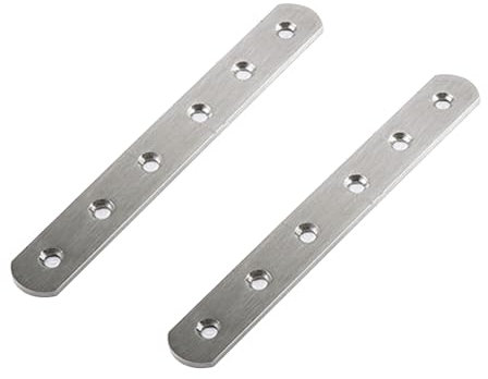 Leliafleury 2Pcs Straight Brackets Stainless Steel Flat Joining Plates Mending Plates Connecting Plates Flat Metal Brackets for Repair Fixing Wood Furniture, 175 x 20mm