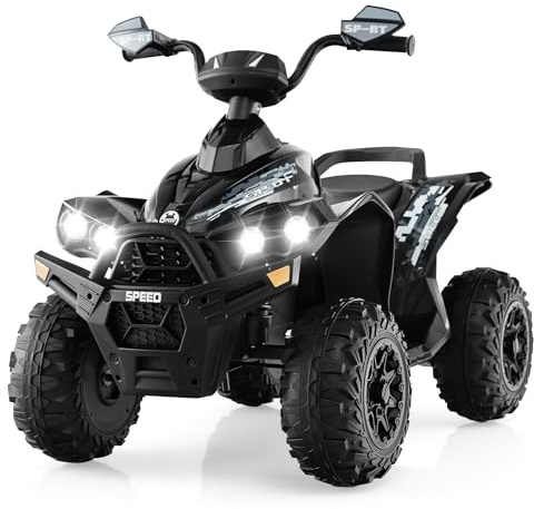 INFANS Kids ATV, 12V 4 Wheeler Ride on Toy, Dark Black