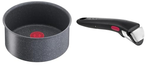 Tefal Ingenio Casserole 20 cm, 2,1 L, Induction,Revêtement antiadhésif, Empilable & Ingenio Poignée amovible noire, Empilable, Verrouillage sécurité 3 points