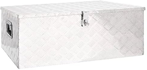 JUDYY Aufbewahrungsbox, Abschließbare Box, Alu Box, Metal Box, Transportkiste, Werkzeugbox, Metallkiste, Alukiste, Silbern 100x55x37 cm Aluminium