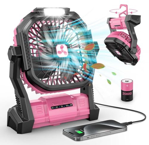 ONLYNEW Portable Rechargeable Camping Fan 20000mAh Outdoor Tent Fan Battery powered fan